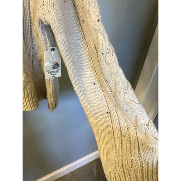 St Johns Bay NWT Oatmeal Color Cardigan with Gems Size XXL - Picture 8 of 9